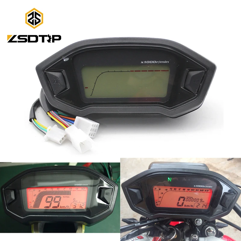 ZSDTRP универсальный мотоцикл LCD цифровой 13000 об/мин Спидометр мотор цикл для 2 4