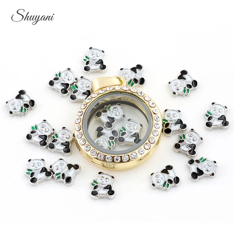 Очаровательные Подвески в виде милой панды 20 шт./лот стеклянный медальон с