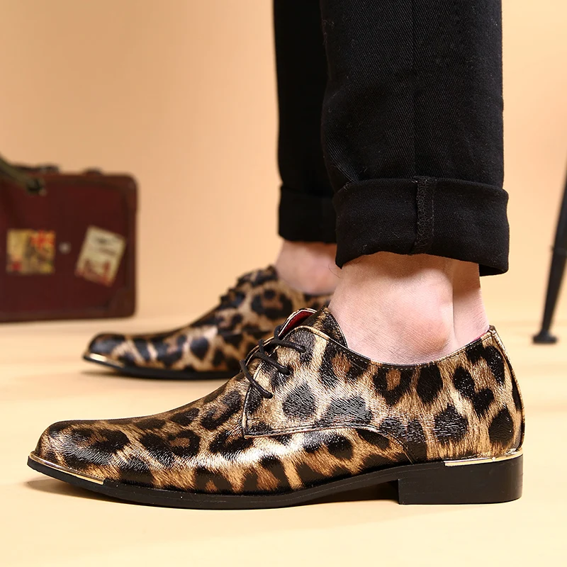 Туфли оксфорды мужские классические дизайнерские леопардовые Классическая