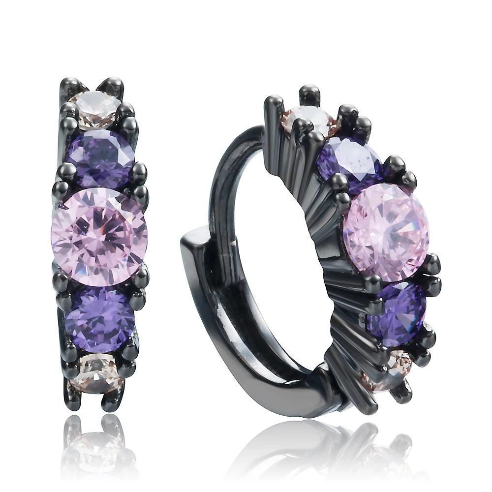 

Hot Sale Stud Earrings Trendy Wholesale Jewelry Fashion Earring Wedding Party Purple Pink Colorful Zircon Jewelry For Women