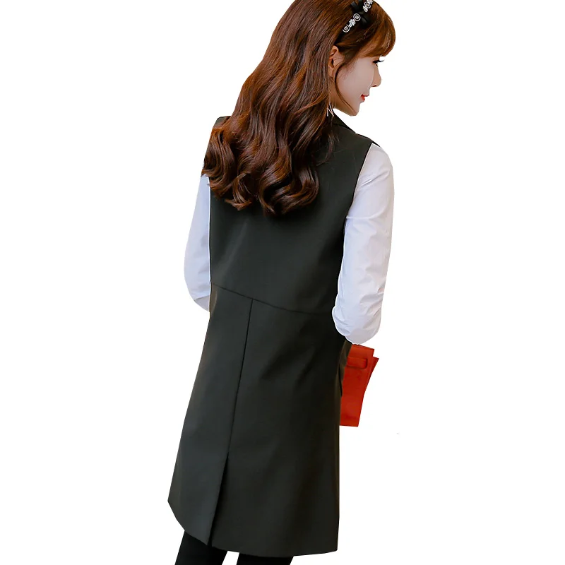 Новый модный брендовый женский жилет на весну и осень элегантный Длинный блейзер