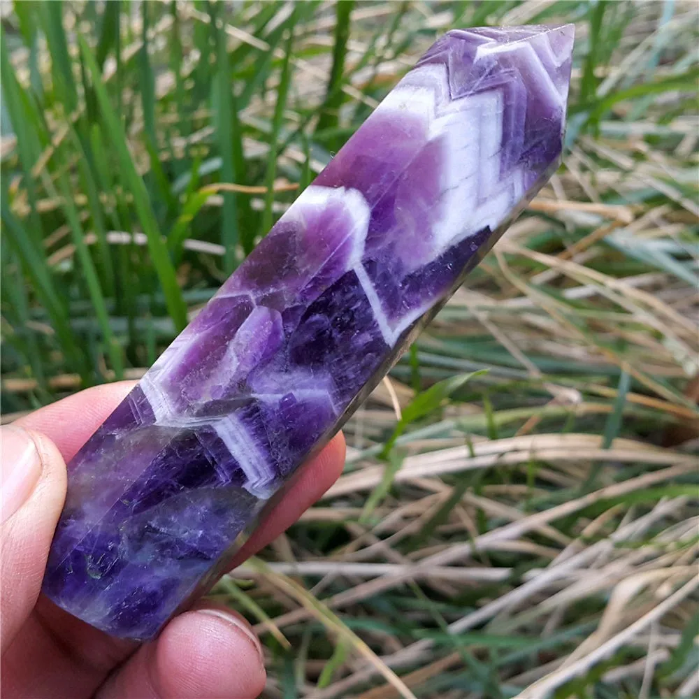 

TOP!!! 60mm dream Amethyst Quartz Crystal Wand Point Healing Stone for sale