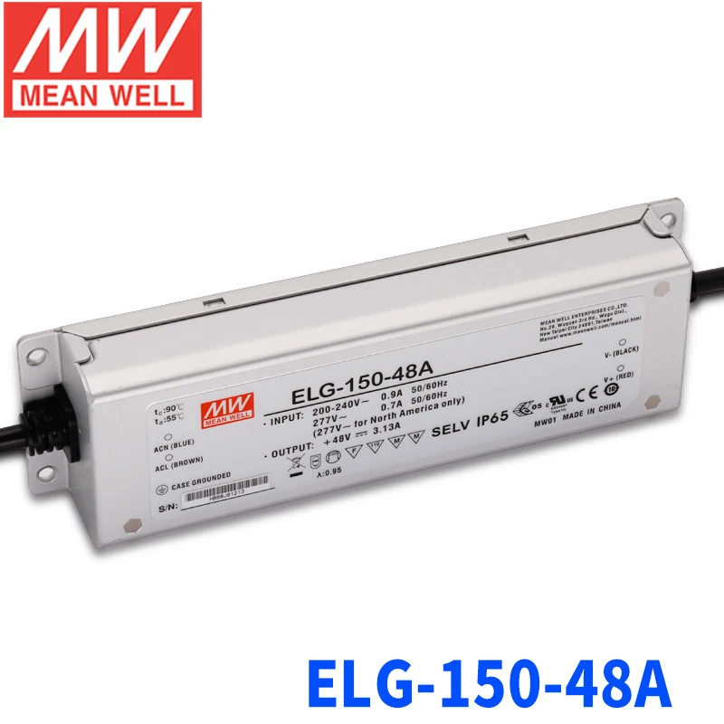 MEAN WELL светодиодный драйвер MW ELG HLG 36 в 48 в 75 Вт 100 Вт 150 Вт 200 Вт 240 Вт 300 Вт 480 Вт 600 Вт блок питания IP65 Meanwell Регулируемый трансформатор
