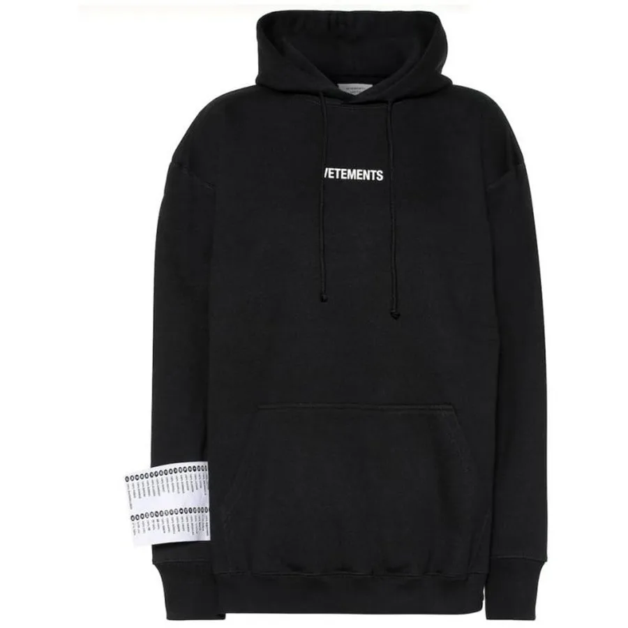 

Black Casual Vetements Hoodies Men Women Loog Sleeve Big tag High Quality Embroidery Autumn Winter Vetements Hoodies New