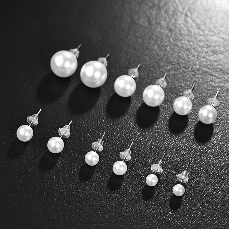6 пар Белый Имитация Жемчуга Комплект сережек для женщин ювелирные изделия