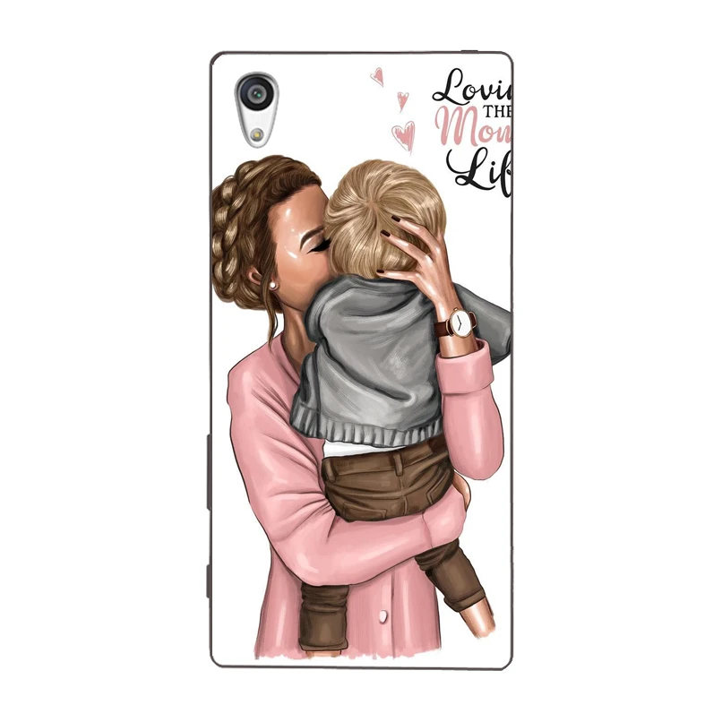 Brown Hair Baby super Mom Girl Super Dad TPU soft case Cover For Sony Xperia Z Z1 Z2 Z3 Z4 Z5 compact Premium shell Coque |
