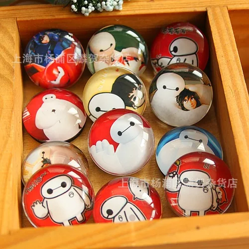 

(10 pieces a lot)Cute cartoon characters white crystal glass 25mm fridge magnet