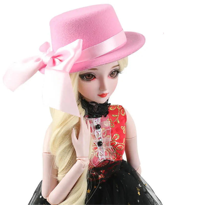 Кукла шляпа для Bjd 1/3 кукла девушка топ красный/синий/черный/фиолетовый головной