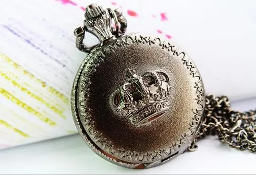 

Wholesale 10 pcs /lot vintage crown Steampunk pocket watches necklace with chain pendant Man gift
