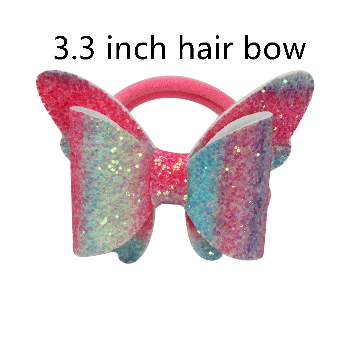 butterfly-5 1 PC Child Hair Bow Tie Elastic Hair Band Glitter Hairbow Rope Rainbow Sequin Sparkly 3 Inch Bows Mermaid Girls Sweet Headwear - Цвет: butterfly-5