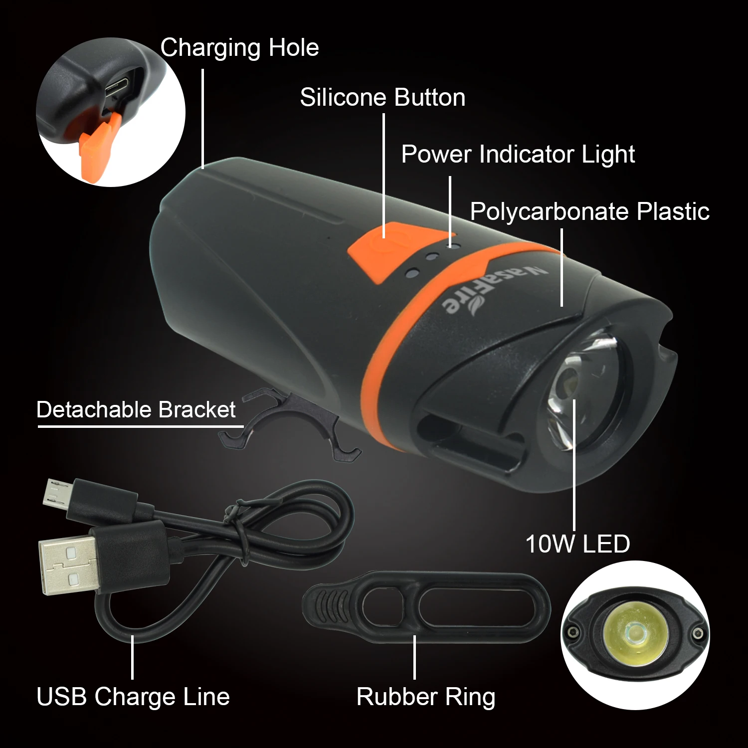 WasaFire USB зарядка 1 * T6 светодиодный велосипедный светильник перезаряжаемый