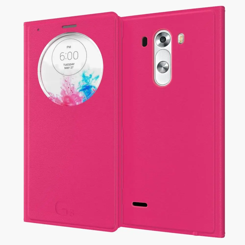 Функция автоматического отключения для LG G3 D850 D851 D855 чехол с умным окошком для просмотра откидной кожаный чехол-накладка на заднюю панель - Цвет: rose