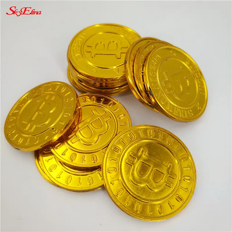 100pcs Plastic Gold-plated Bitcoin Coin Art Collection Gift Children's Toys Coins 7zHH263 |