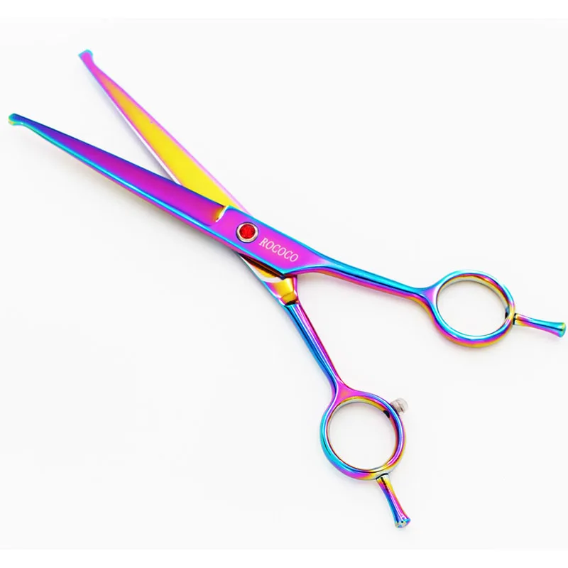 7 дюймовые прямые ножницы + филировочные Изогнутые Ножницы с круглым