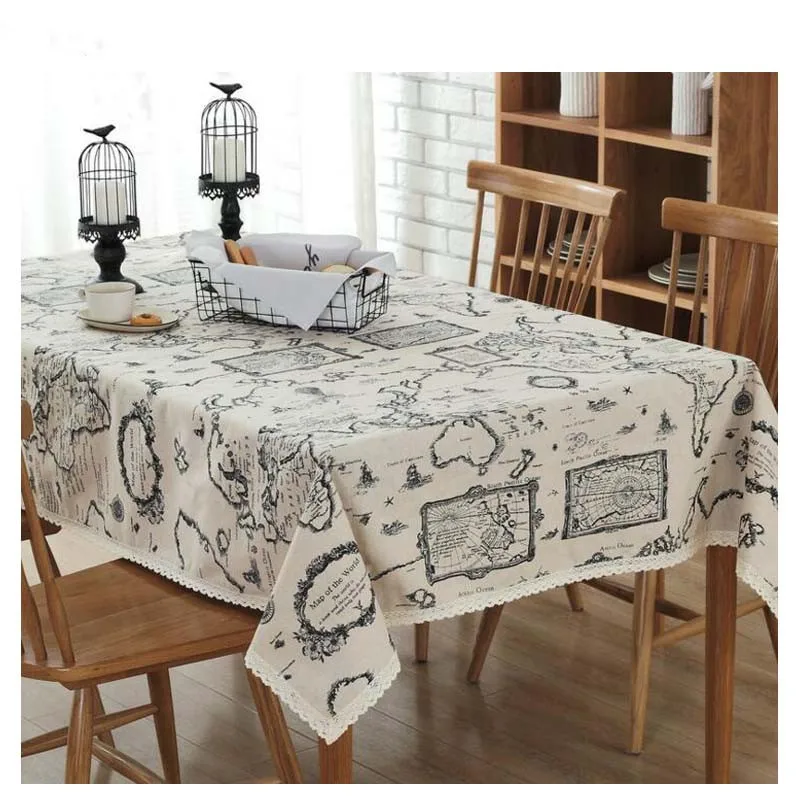 Белье Скатерть с Кружевом Края Печати Прямоугольник Кухня Журнальный Столик