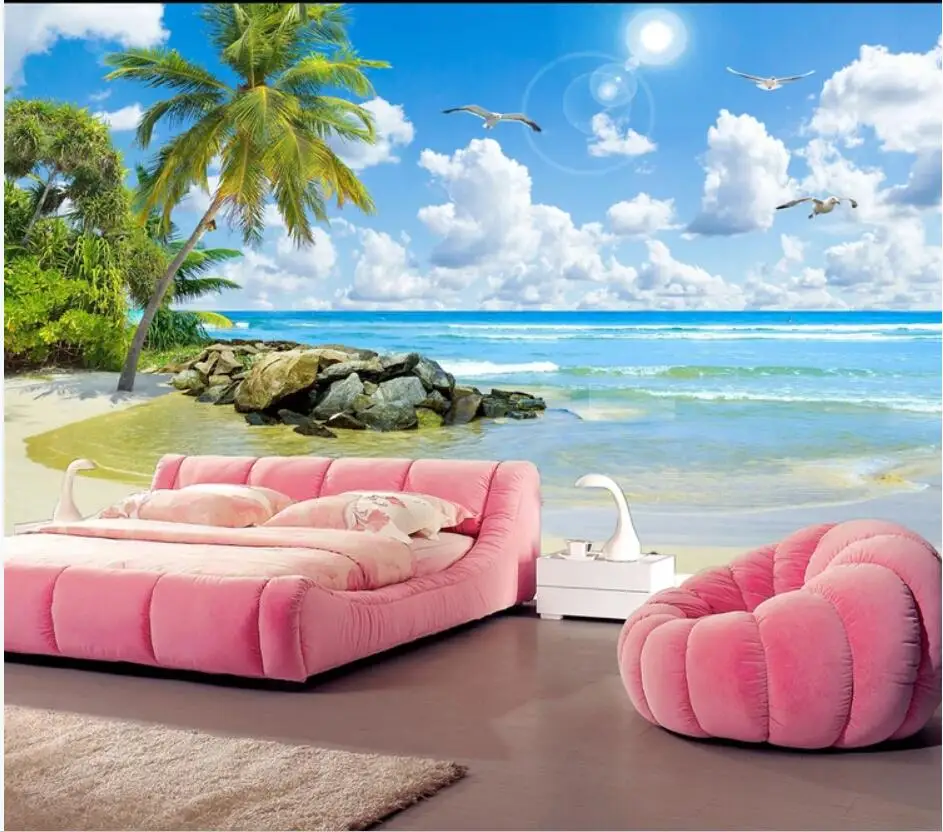WDBH пользовательские фото 3d обои морской берег кокосовое дерево пляж HD ландшафт