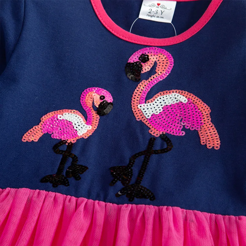 Детские платья Dxton одежда для маленьких девочек с рисунком фламинго лоскутное