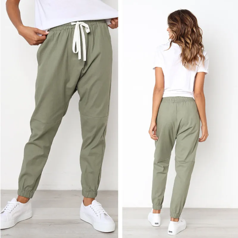 BornToGirl Casual Cargo Pants For Women Black Gray Navy Blue Green | Женская одежда
