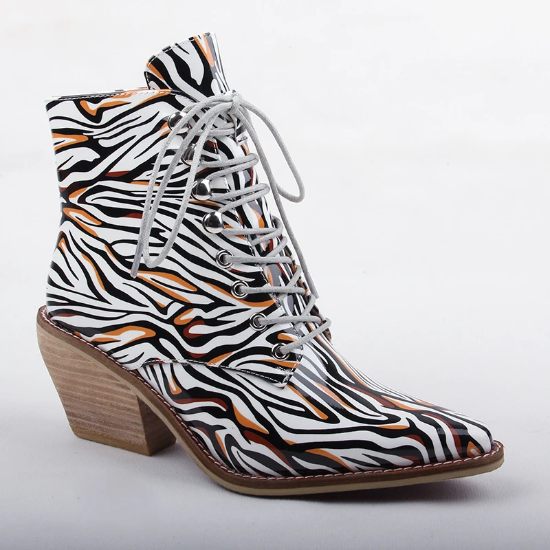 

Fashion Shoes 2019 Spring Women Shoes Pointed Toe Ankle Boots with Lace-Up Women Boots Slip on Leather Cowboy Boots Women Shoes