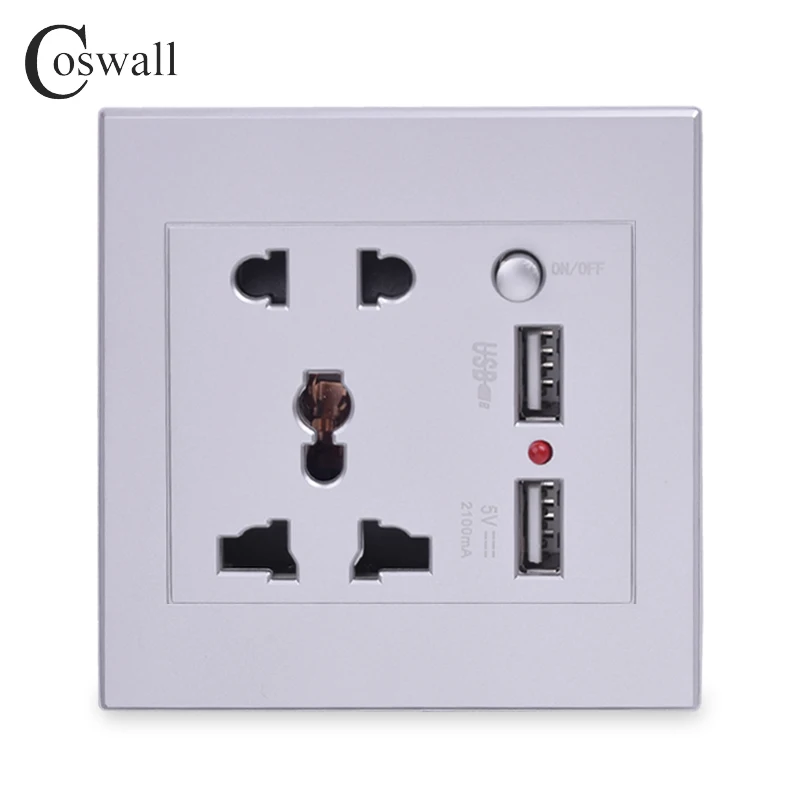 Coswall универсальная стандартная настенная розетка с двойным переключением USB порт