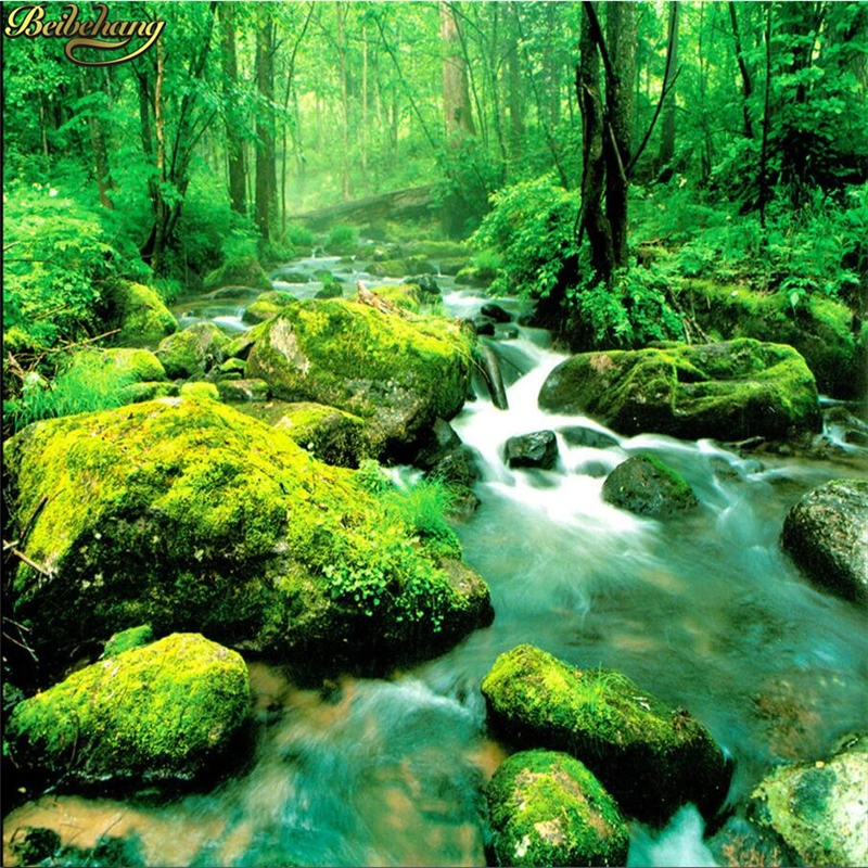 Обои на заказ обои для пола окрашенные зеленым лесным потоком 3D напольный ванной