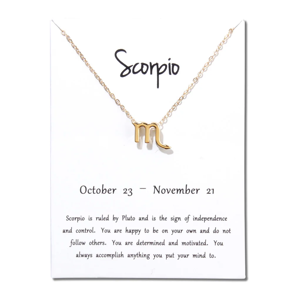 Открытка 12 созвездий ожерелье Женские Ювелирные изделия Знак зодиака бирка