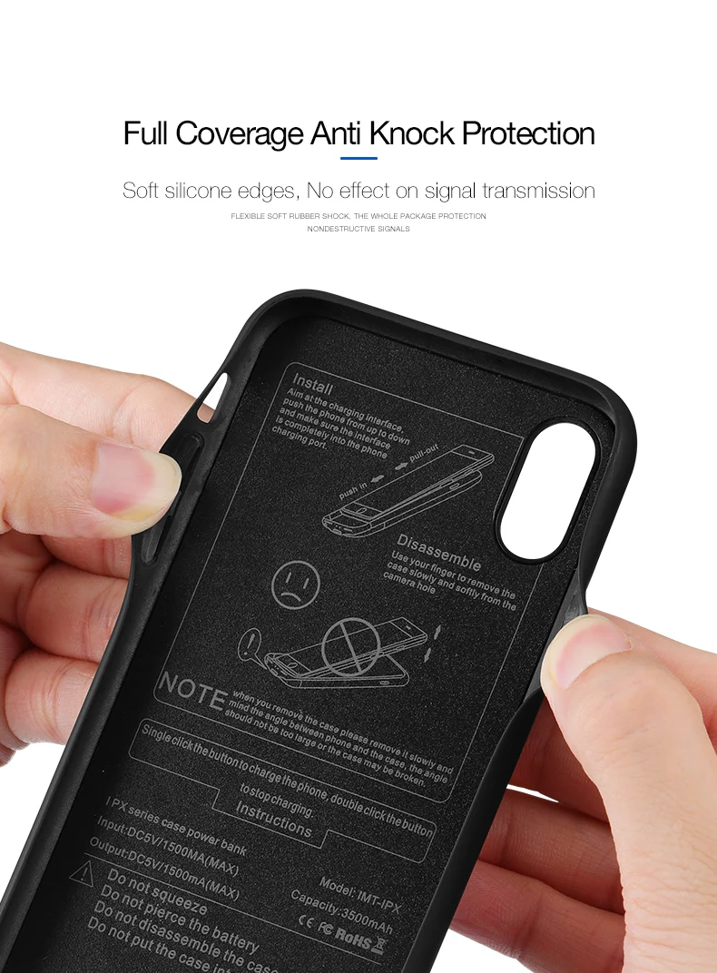 Cafele ультра тонкий чехол для зарядного устройства для iPhone 7, 8, 6, 6s Plus, X чехол для внешнего аккумулятора, чехол для резервного зарядного устройства для iPhone X