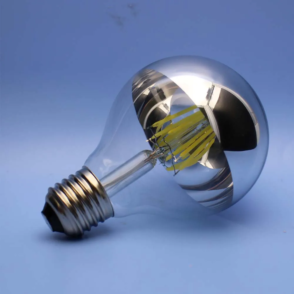 1X6 W Светодиодный лампочки G80 Edison серебро наполовину хромированная чаша наконечником(60 W эквивалент) Глобус E27 E26 100 V 110 V 220 V чистый белый 6000 K