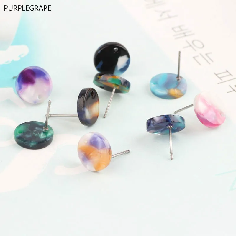

DIY Jewelry Accessories Japan and South Korea Fashion Acetic Acid Single Hole Stud Earrings Handmade Materials Pendant 10pcs