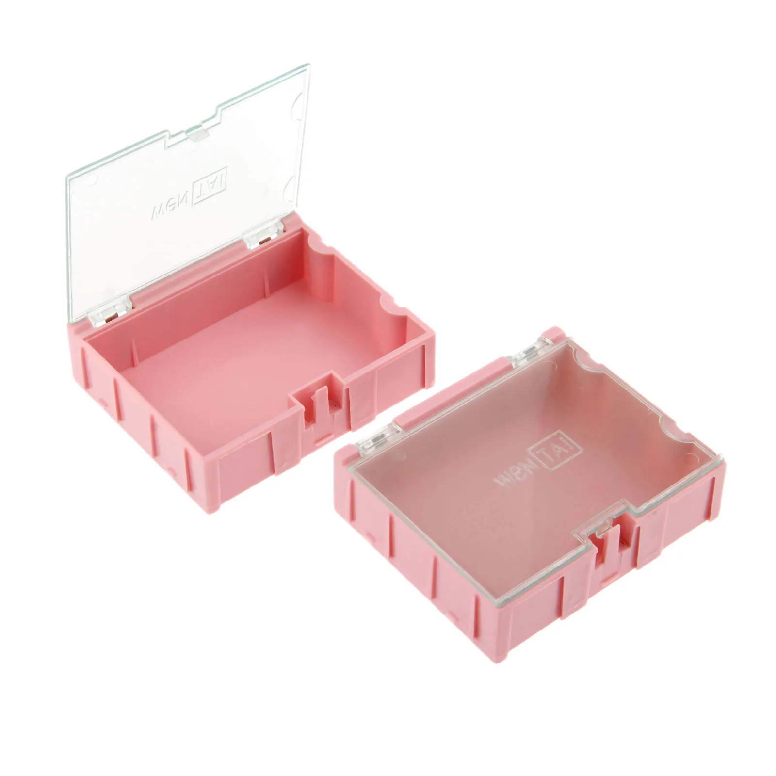

DRELD 2Pcs SMD SMT Component Container Storage Boxes Case Plastic Jewelry Electronic Case Tool Boxes Pink 75*63*21mm