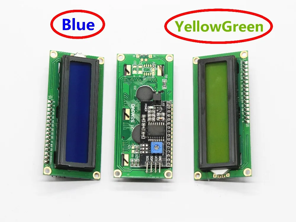 Плата адаптера для ЖК дисплея 1602 + I2C LCD Модуль синий/зеленый экран PCF8574 IIC/I2C