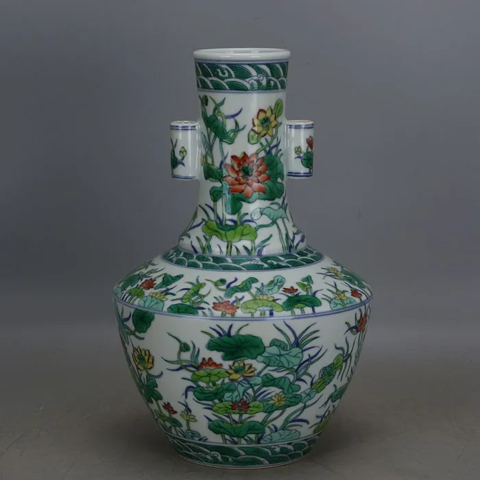 

Antique QingDynasty porcelain vase,Color lotus bottle, bottleHand Painted Decoration /Collection/ crafts,Free shipping
