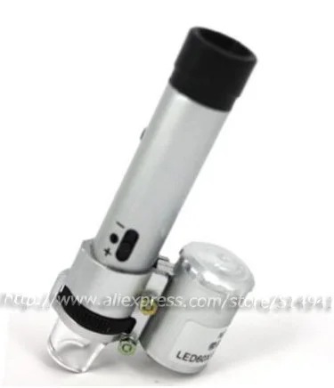 Ювелирная Лупа 60X увеличительное стекло для глаз микроскоп с тремя УФ