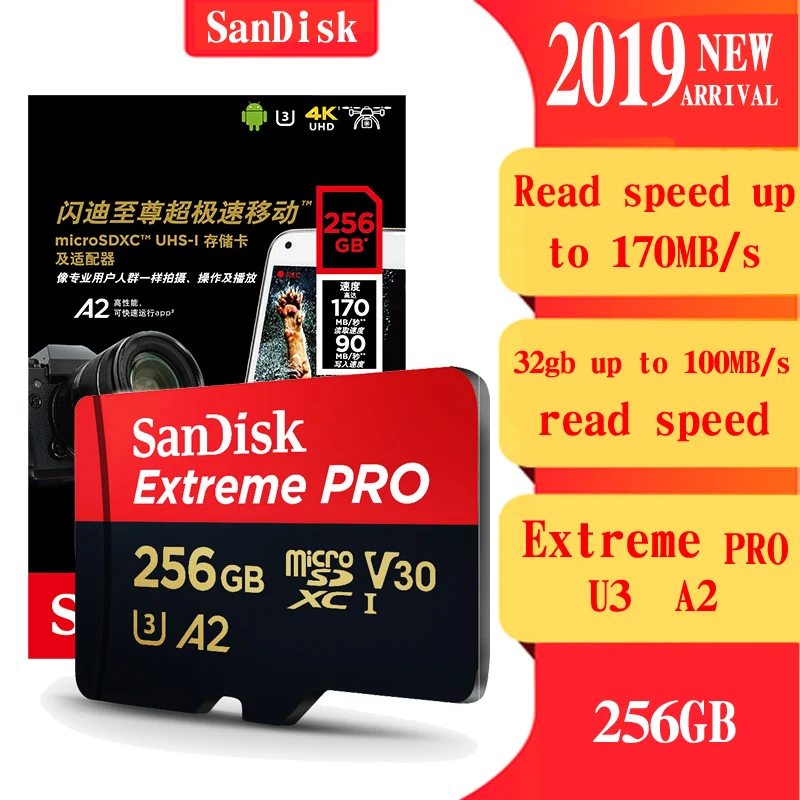 SanDisk Extreme PRO Высокая стабильность Microsd 256 Гб карта памяти 128 ГБ 32 64 Micro SD класс 10 SDXC UHS I