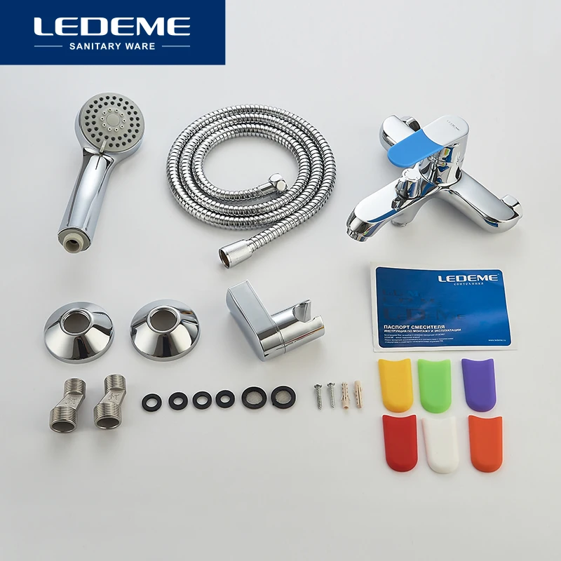 LEDEME Смеситель для ванны с коротким изливом. латунь Цвет: хром 7 цв. ручек L3253|chrome
