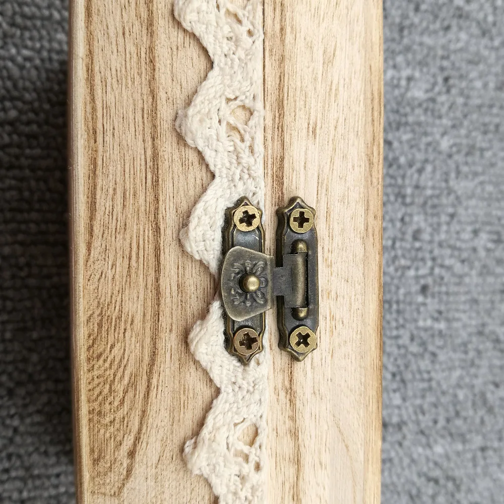 Семейная деревянная коробка для ношения колец с кружевным держателем свадебных