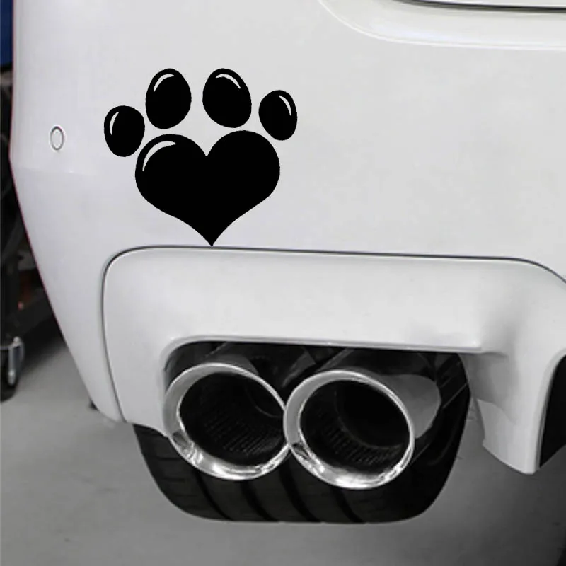 

YJZT 14CM*13.1CM Paw Heart Animal Dog Puppy Vinyl Decal Car Sticker Black/Silver C10-00463