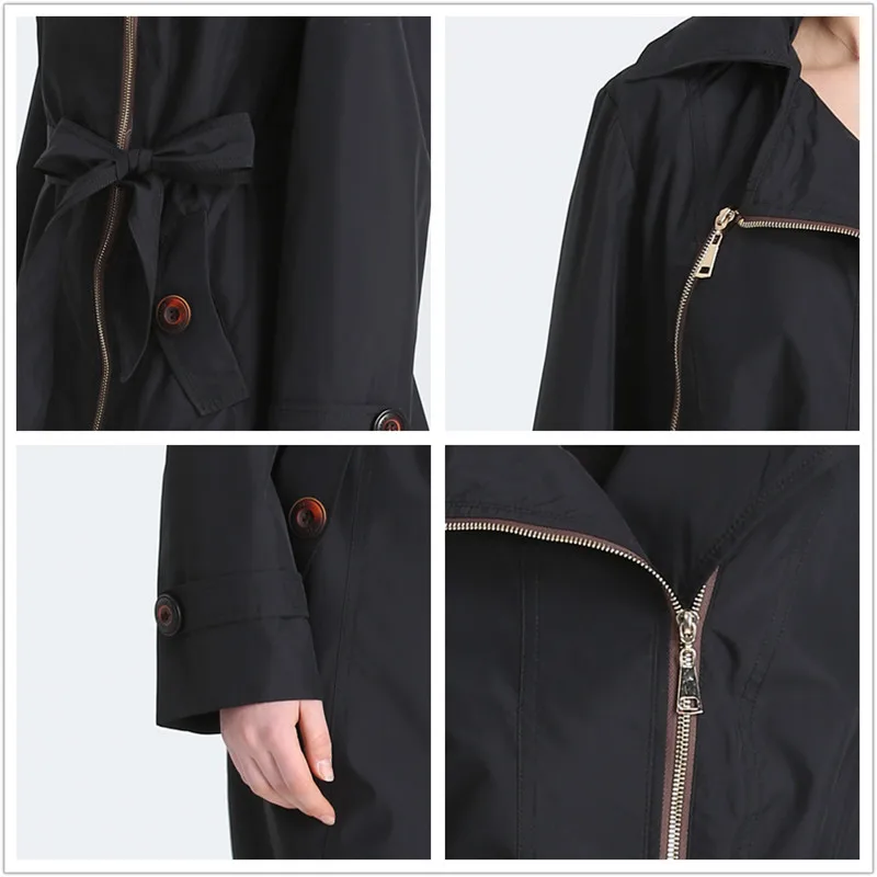 Radenoder 2018 Slim Fit с длинным весеннее пальто одноцветное Цвет молнии Тренч для Для