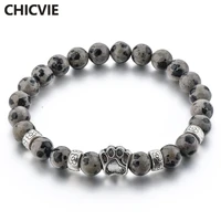 chicvie hot selling natural stone bracelet bangles dog hand paw elastic rope bead bracelet men women jewelry bracelet sbr190005