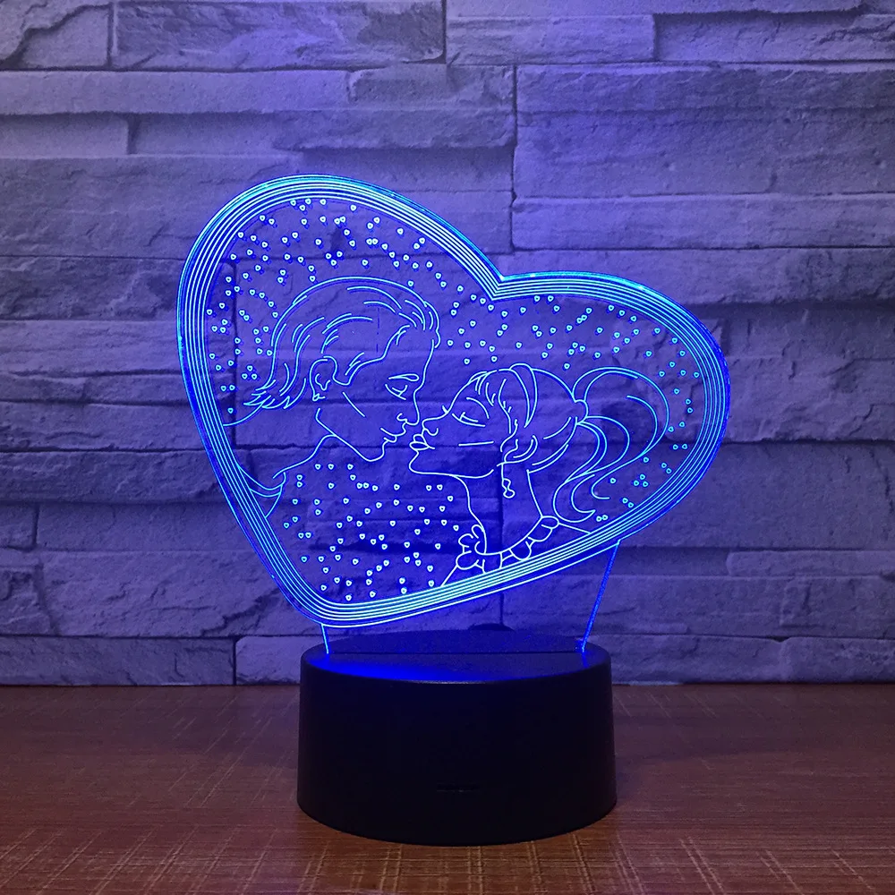 С надписью I LOVE YOU Сладкий Любовник Сердце 3D светодиодный USB лампа Романтические