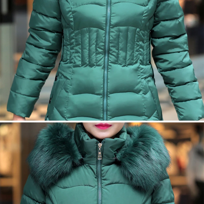 Распродажа женская зимняя пуховая куртка 4XL с мехом и капюшоном хлопковое