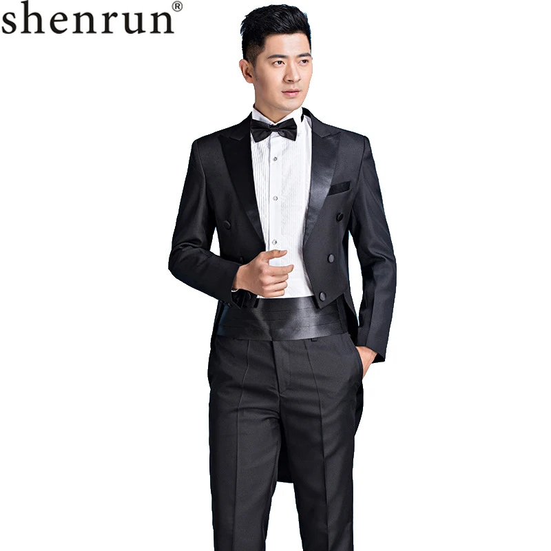 Shenrun мужские смокинги Slim Fit Классический Фрак обтягивающие костюмы Белый Черный