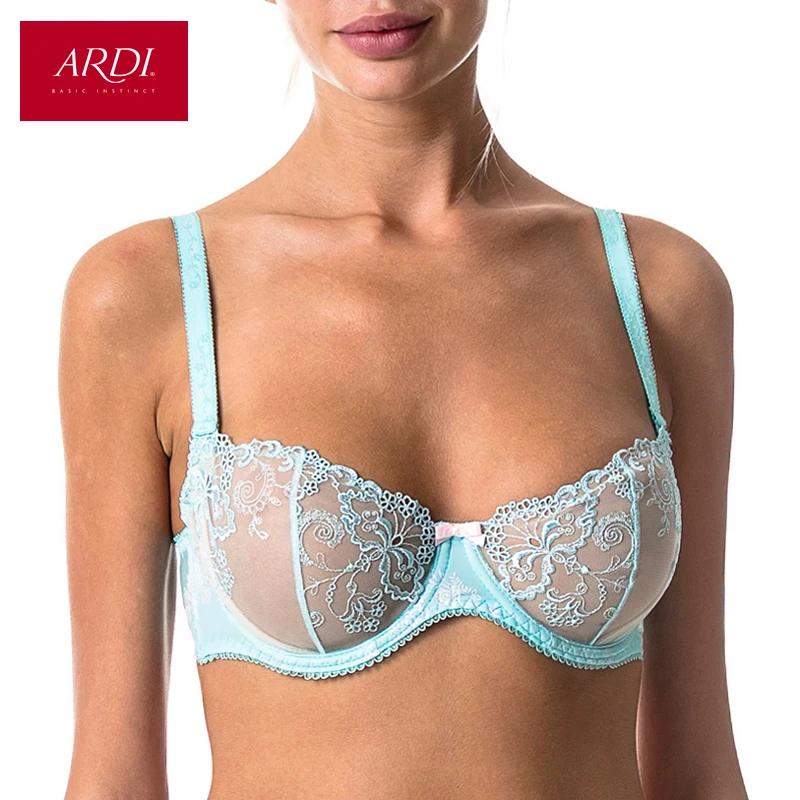 Женский бюстгальтер с мягкой чашкой на оправе из микрофибры цветочным принтом и