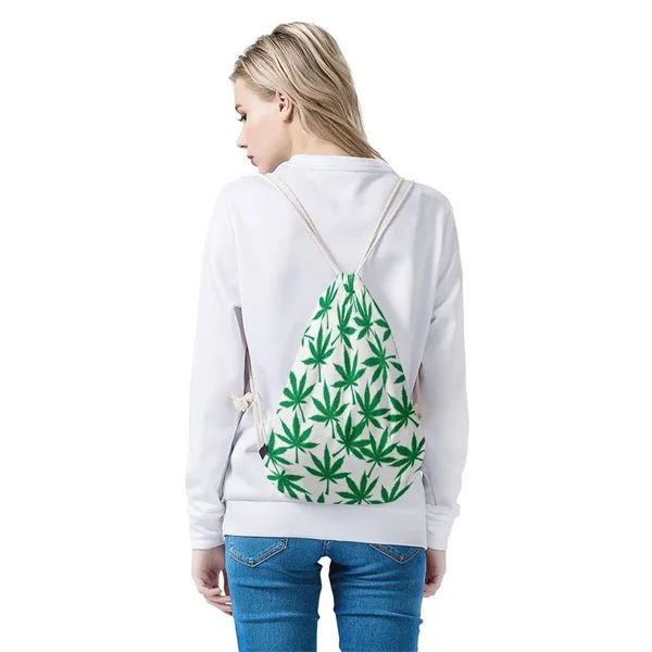 HMF825AA Jackhereook Зеленый конопли листья шаблон женщины мужчины Drawstring сумки повседневные уличные большие рюкзаки для хранения студентов мешок сумки - Цвет: HMF825AA