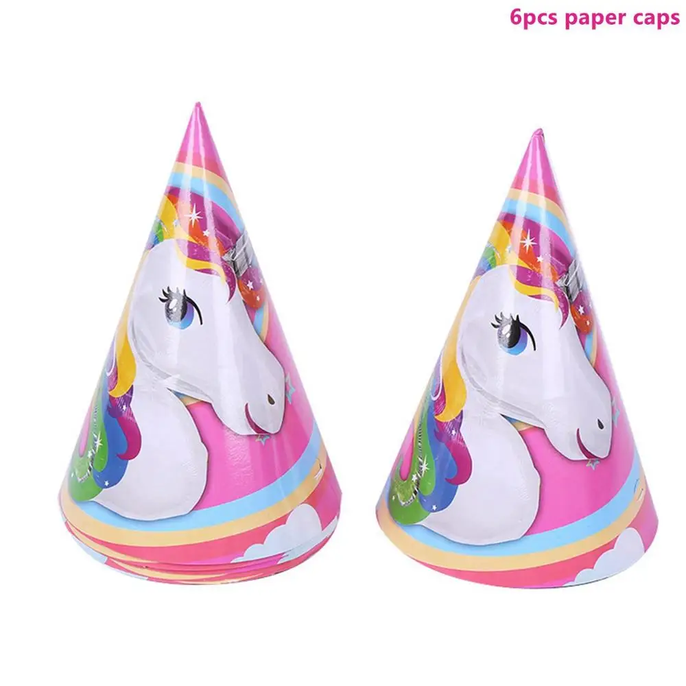 Unicorn Hats Taoup розовый день рождения Единорог рога шапки Единорог набор посуды салфетки торт Топпер баннеры Единорог вечерние украшения Babyshower девушка - Цвет: Unicorn Hats