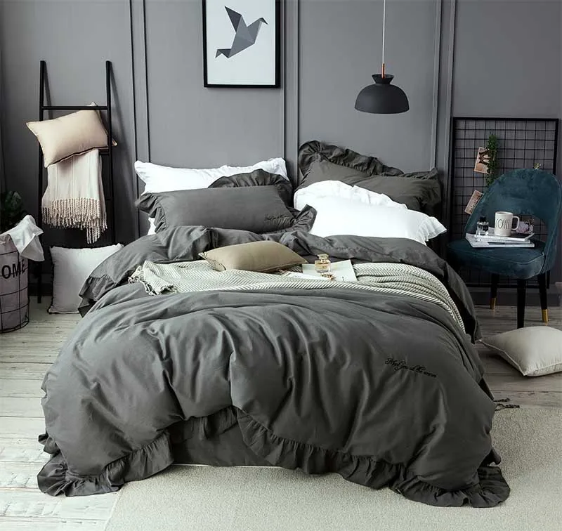 Зимний уплотненный однотонный пододеяльник набор одеяла простыня наволочка 4 шт