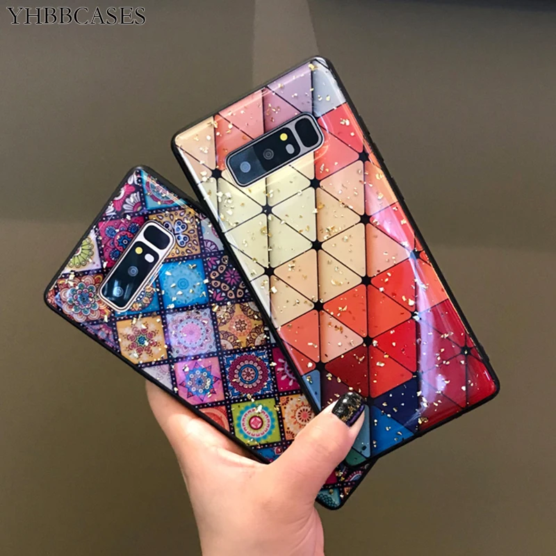 Разноцветный мягкий чехол из золотой фольги для Samsung Note 10 8 9 блестящий с цветами