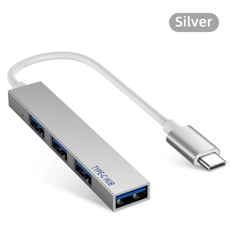 Silver USB 2.0 High Quality Type-C To 4 USB C HUB Splitter Converter OTG Adapter Cable for Macbook Pro PC Laptop Notebook Accessories - Цвет: Silver