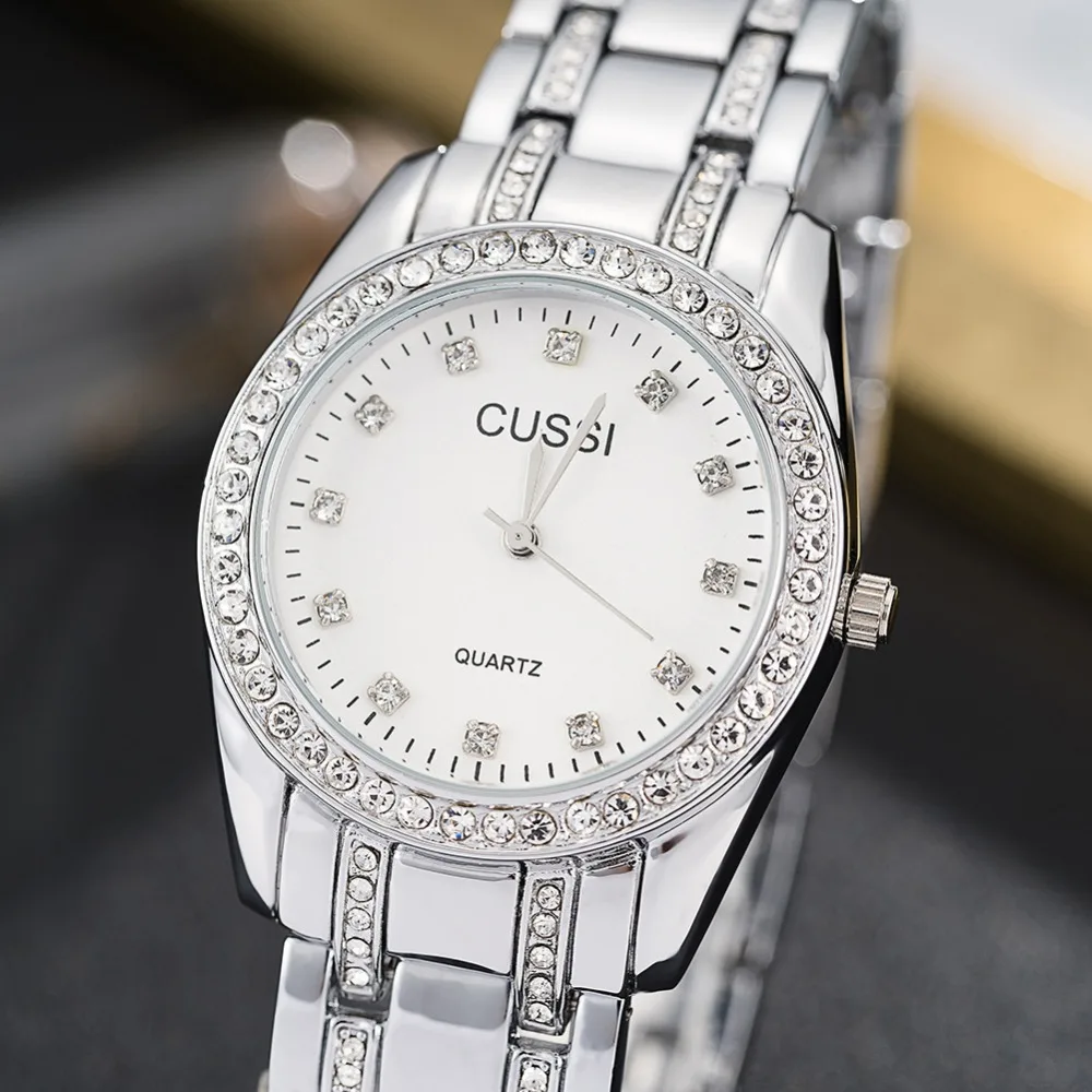 CUSSI 2019 Luxury Women Watches with Rhinestones Ladies Bracelet Fashion Quartz Wristwatch relogio feminino Clock | Наручные часы