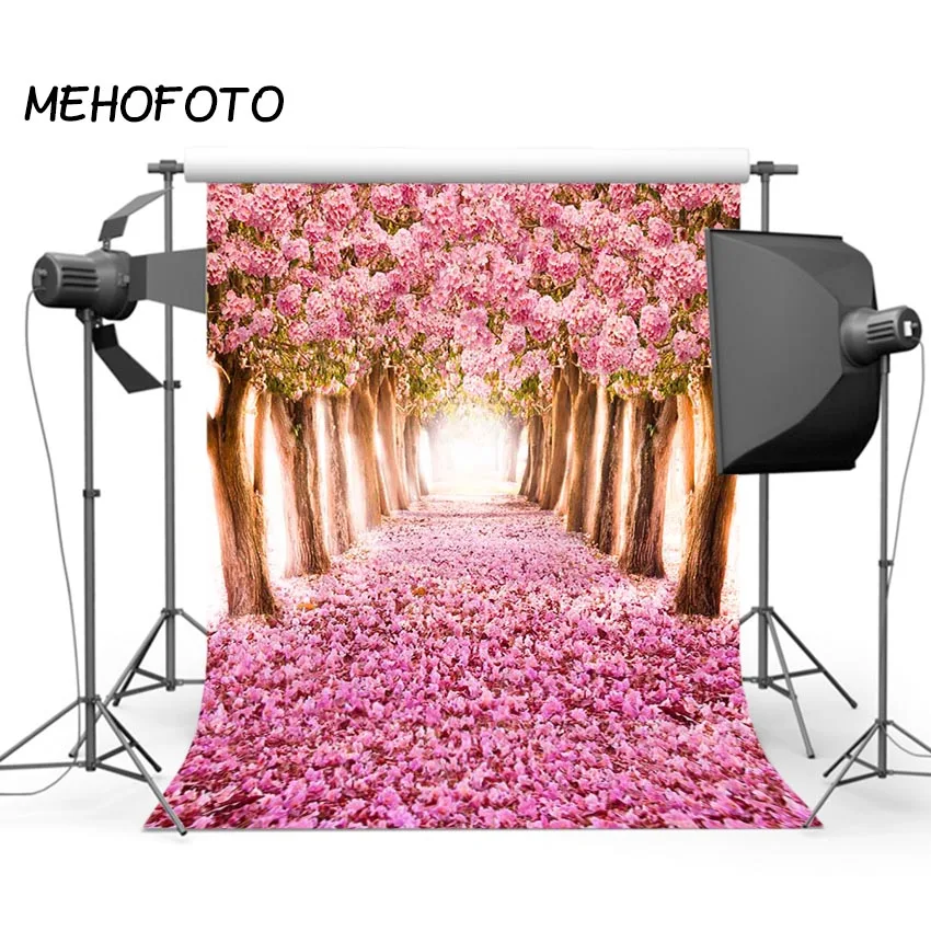 Фон для фотосъемки розовые вишневые цветы Вечерние Декорации дня рождения фото